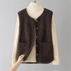 Lorraine Women's Sleeveless Vest – Insulating Sherpa Shearling-Style Fabric, Lightweight & Casual