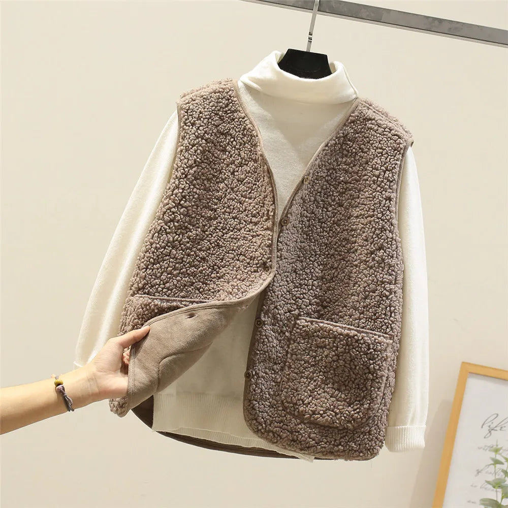 Sylvie Women's Sherpa Fleece Vest – Sleeveless Lightweight Cozy Layer