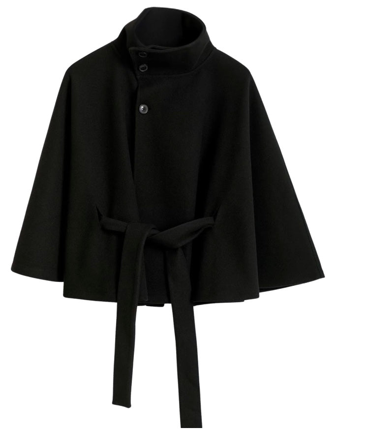 Alessia Women's Wool Blend Coat – Long Belted Winter Coat with Stand Collar