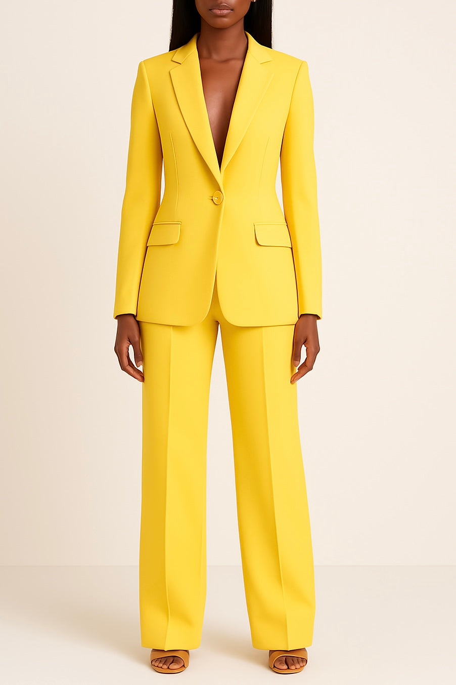 Valentina Women's Satin Pantsuit – Elegant Wide-Leg Suit Set with Tailored Blazer