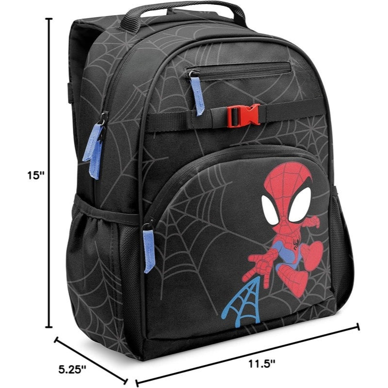 Elara Kids 12L Spiderweb School Backpack with Padded Straps and Dual Bottle Pockets