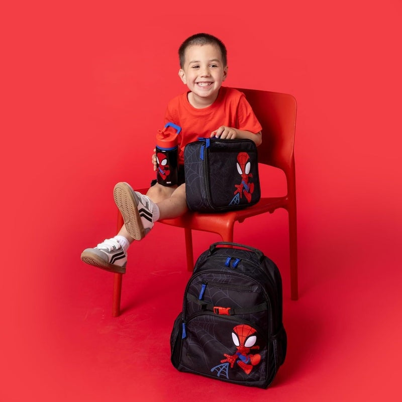 Elara Kids 12L Spiderweb School Backpack with Padded Straps and Dual Bottle Pockets