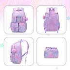 Klara Girls 21.8L Pastel School Backpack with 15-Inch Laptop Sleeve and Pom-Pom Charm