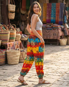 Soraya Bohemian Printed Harem Pants with Smocked High Waist and Side Pocket for Everyday Comfort