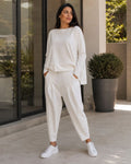 Zinnia Women's Round Neck Two-Piece Set in Stretch Spandex for Effortless Everyday Elegance