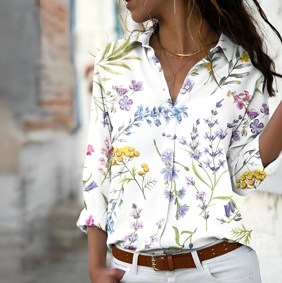 Alessia Women's Printed Blouse – Lightweight Relaxed Blouse with Soft Fabric