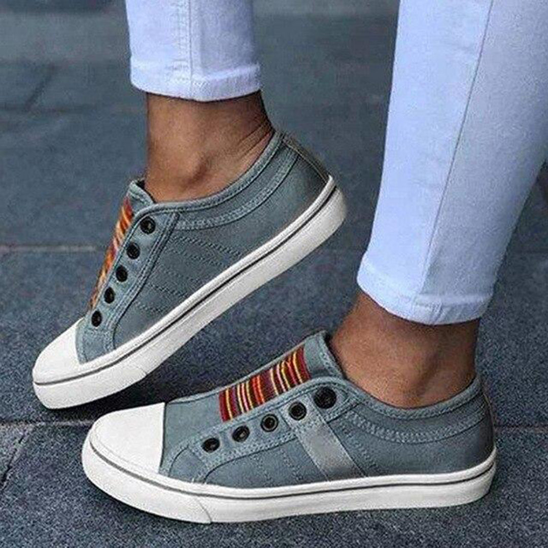 Nerissa Women’s Slip-On Sneakers – Comfortable Striped Casual Shoes with Cushioned Sole