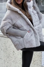 Aurora Women's Colorblock Winter Jacket – Insulated Hooded Coat for Warmth & Everyday Comfort