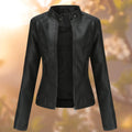 Audrey Women's Leather Jacket – Slim Fit Zip-Up Biker Jacket for Spring & Autumn