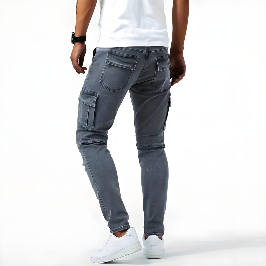 Maddox Men's Stretch Denim Cargo Pants – Modern Utility Jeans with Comfortable Slim Fit
