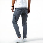Maddox Men's Stretch Denim Cargo Pants – Modern Utility Jeans with Comfortable Slim Fit