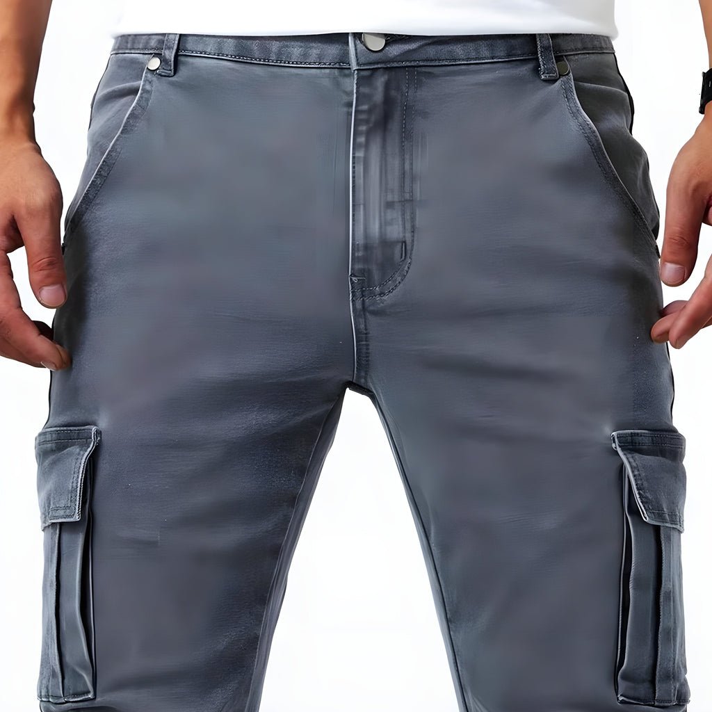 Maddox Men's Stretch Denim Cargo Pants – Modern Utility Jeans with Comfortable Slim Fit