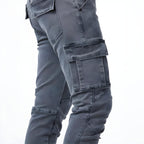 Maddox Men's Stretch Denim Cargo Pants – Modern Utility Jeans with Comfortable Slim Fit