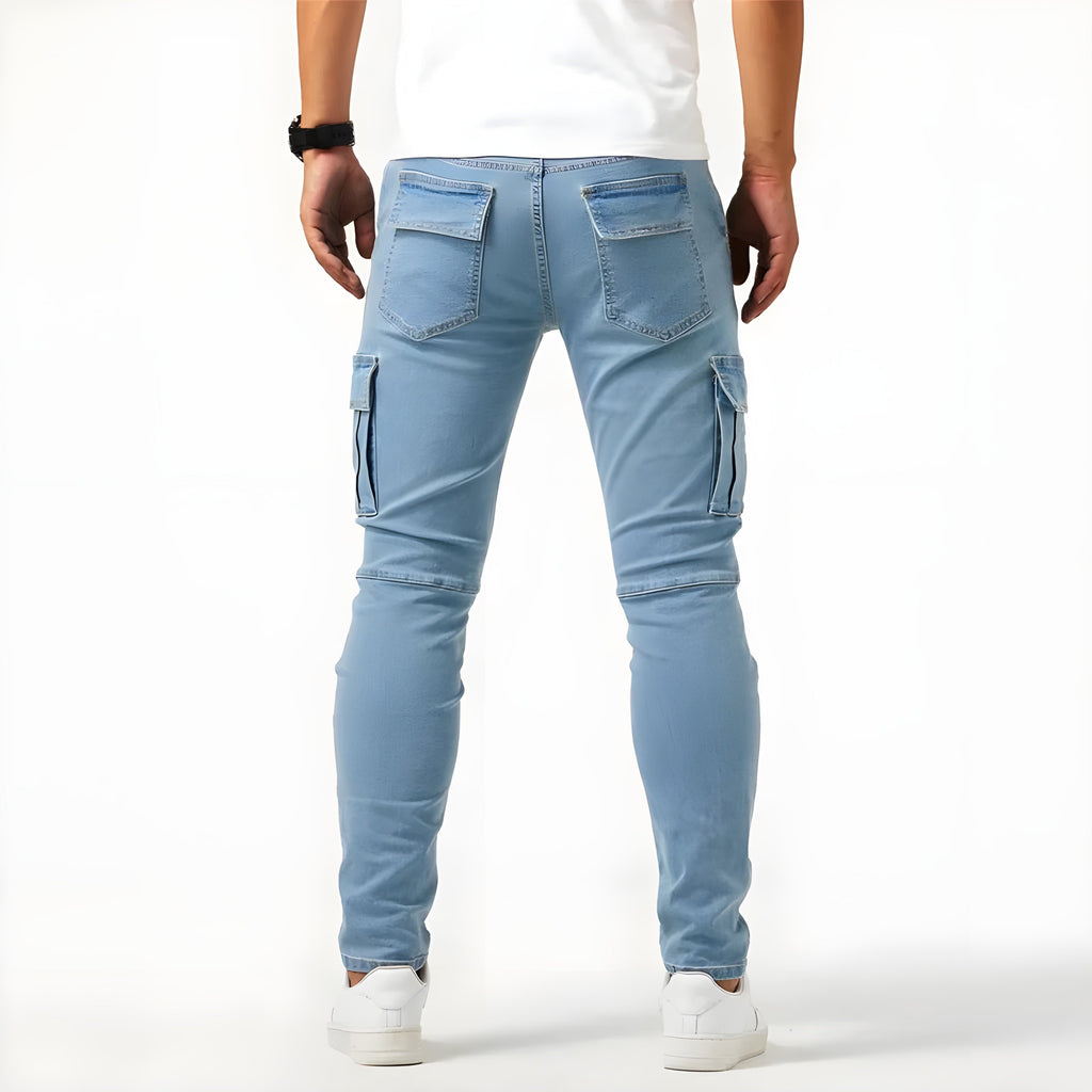 Maddox Men's Stretch Denim Cargo Pants – Modern Utility Jeans with Comfortable Slim Fit