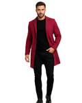 Preston Men's Long Winter Coat – Wind-Resistant Single-Breasted Overcoat with Classic Lapel