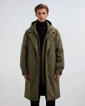 Harrison Men's Hooded Trench Coat – Long Tailored Overcoat with Zip & Button Closure