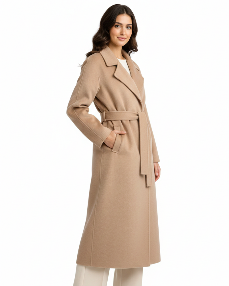 Talitha Women’s Long Wool Coat – Elegant Tailored Winter Coat with Soft Warm Lining