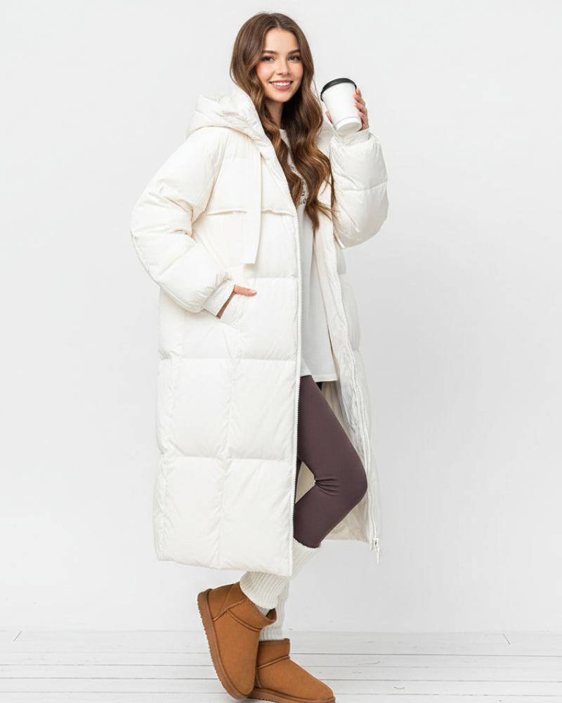 Claire Women's Long Hooded Parka – Warm Relaxed Winter Coat with Straight Silhouette