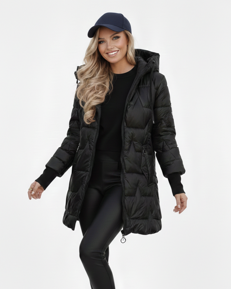 Bellamy Women's Hooded Winter Coat – Elegant Button-Up Jacket with Cozy Warmth & Everyday Comfort