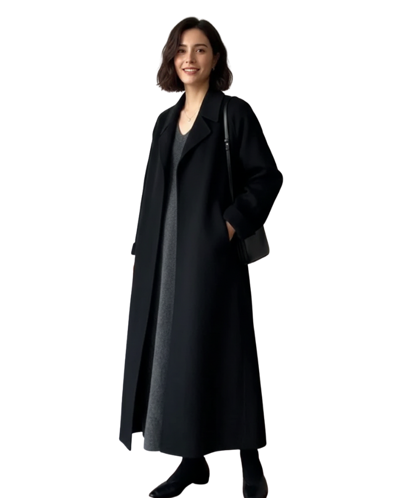 Talitha Women’s Long Wool Coat – Elegant Tailored Winter Coat with Soft Warm Lining