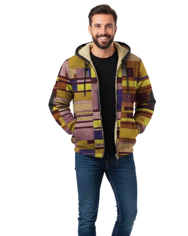 Lorenzo Men's Patchwork Fleece Vest – Hooded Urban Layer with Comfortable Fit
