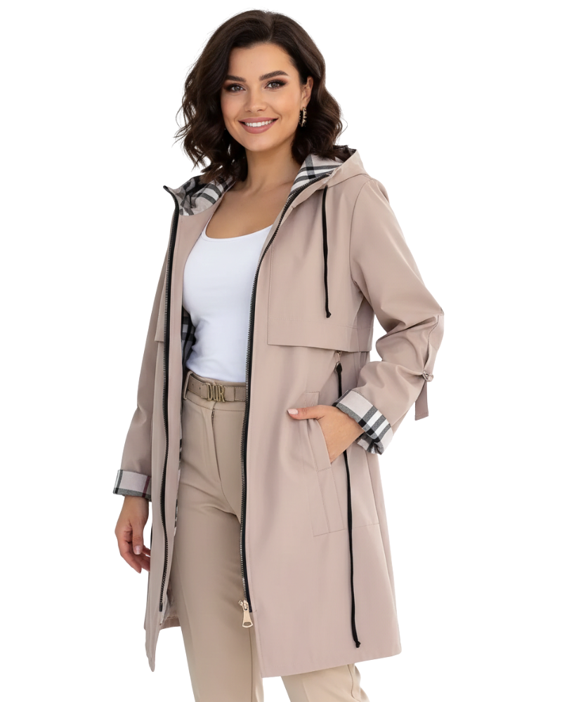 Zinnia Women's Waterproof Windbreaker Coat – Hooded All-Season Jacket with Tailored Fit & Lightweight Protection