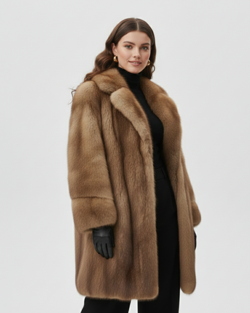Evelyn Women's Long Winter Coat – Elegant Warm Coat with Soft Sustainable Fibers & Tailored Fit