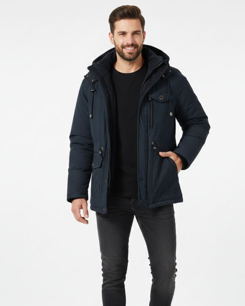 Dominic Men's Waterproof Winter Jacket – Fleece-Lined Hooded Cold Weather Coat