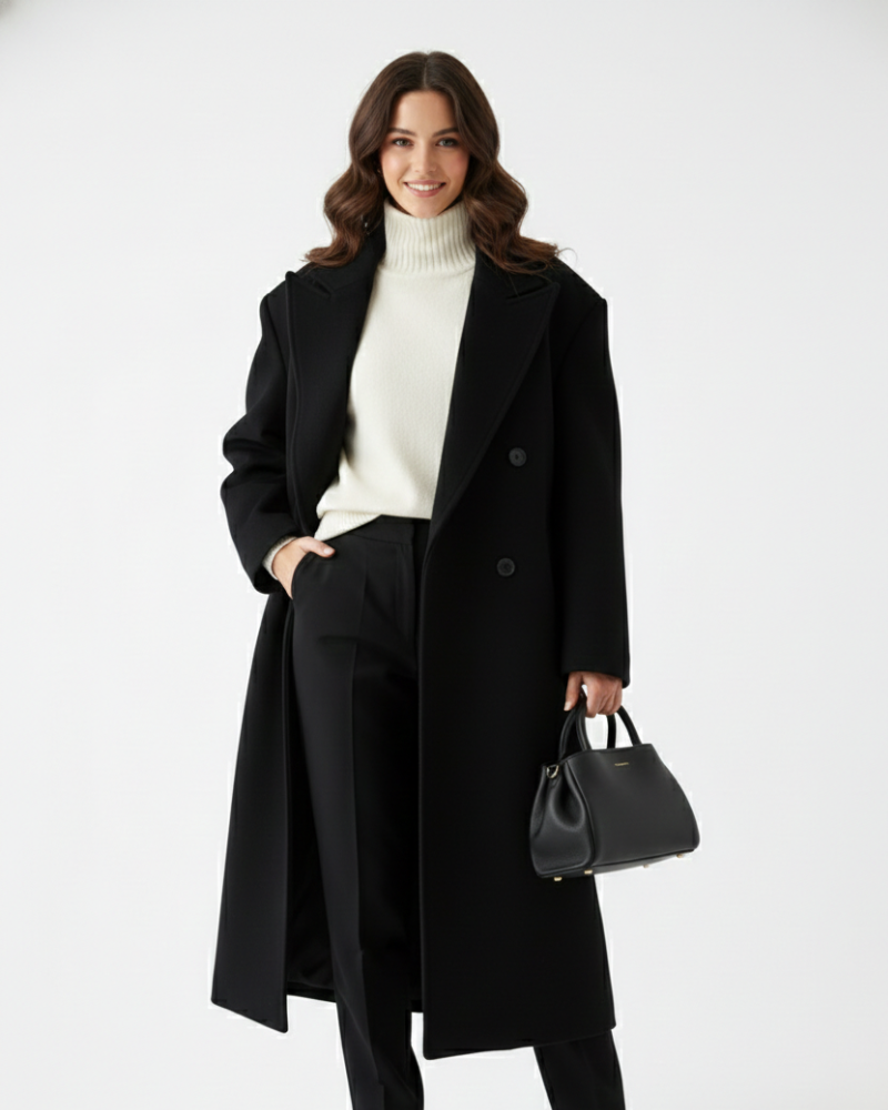 Tatiana Women's Oversized Coat – Elegant Double-Breasted Coat with Structured Shoulders