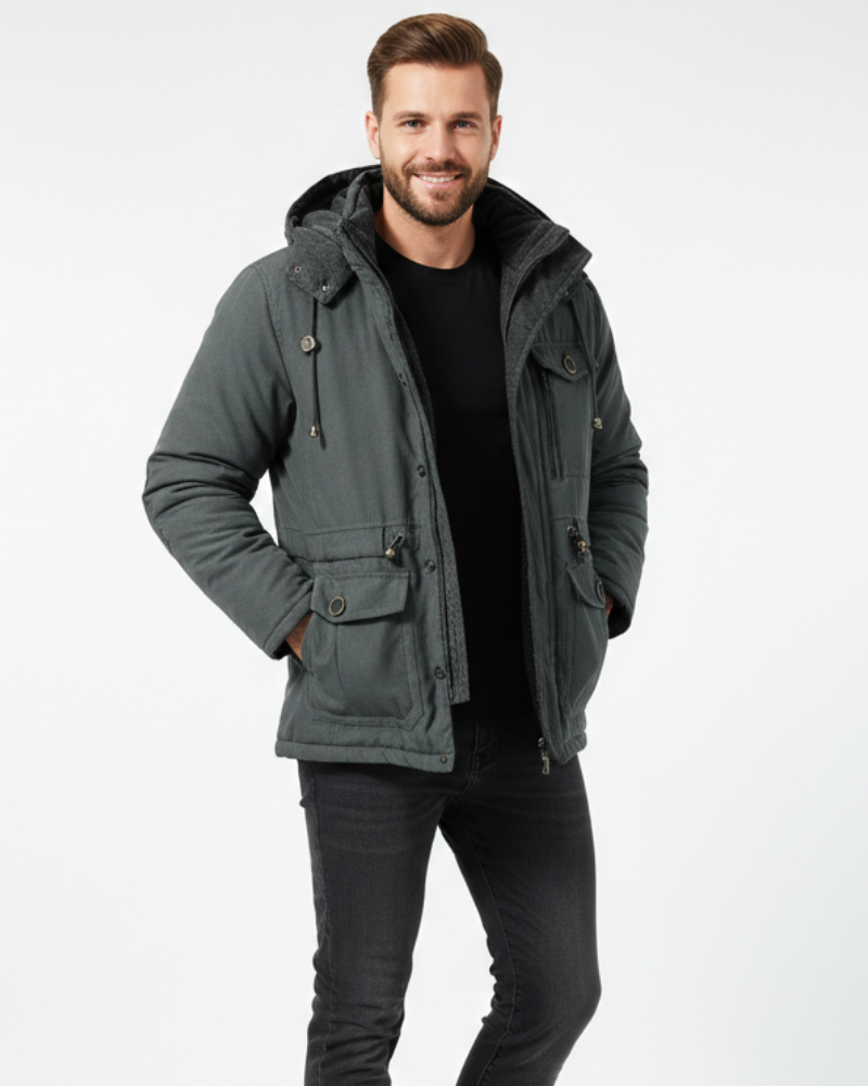 Dominic Men's Waterproof Winter Jacket – Fleece-Lined Hooded Cold Weather Coat