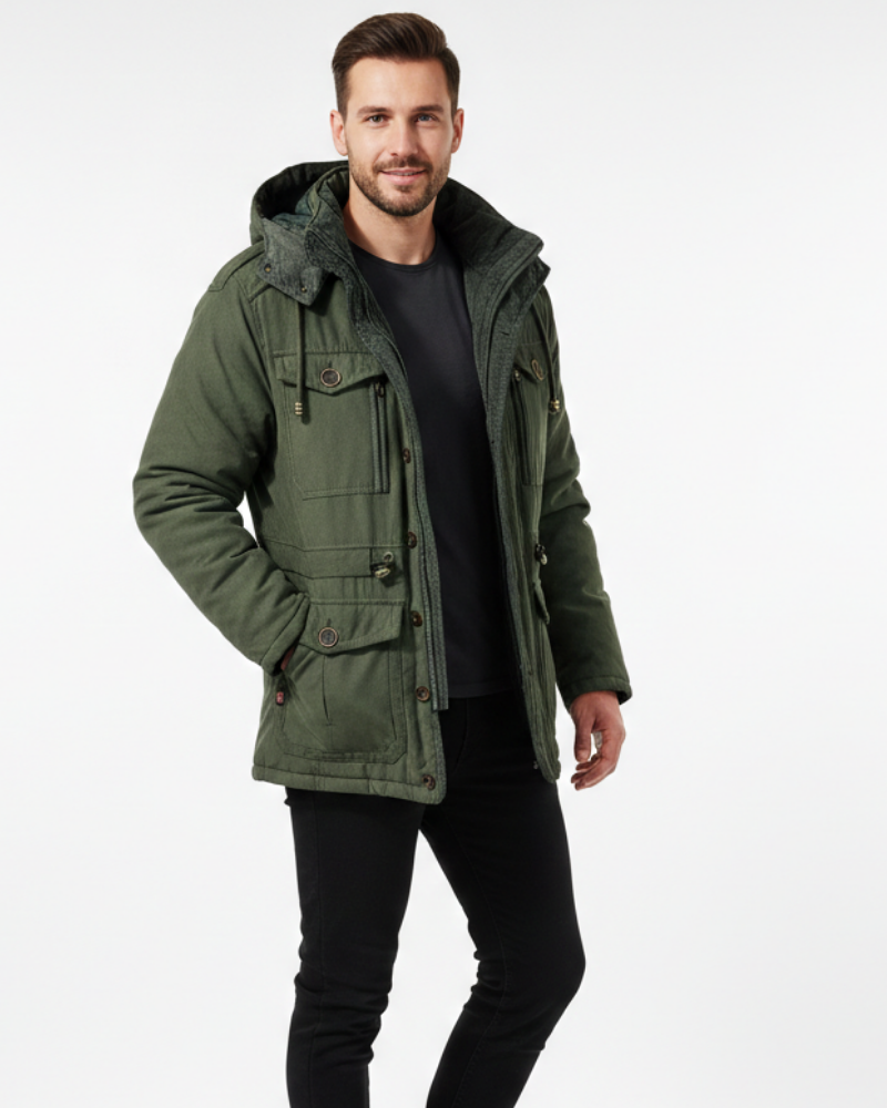 Oliver Men’s Waterproof Winter Jacket – Thermal Fleece Coat with Removable Hood