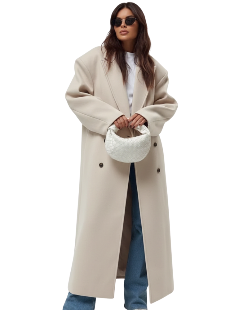 Tatiana Women's Oversized Coat – Elegant Double-Breasted Coat with Structured Shoulders