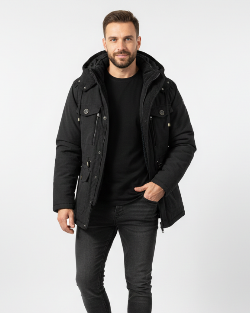 Dominic Men's Waterproof Winter Jacket – Fleece-Lined Hooded Cold Weather Coat