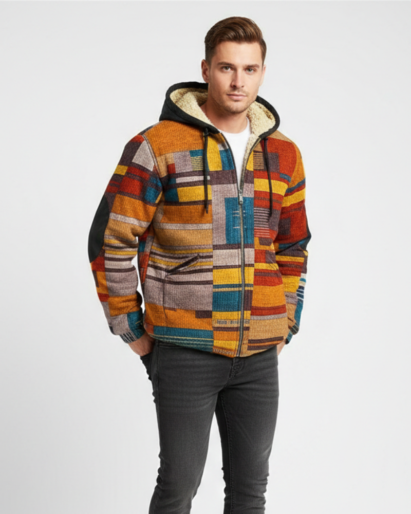 Lorenzo Men's Patchwork Fleece Vest – Hooded Urban Layer with Comfortable Fit