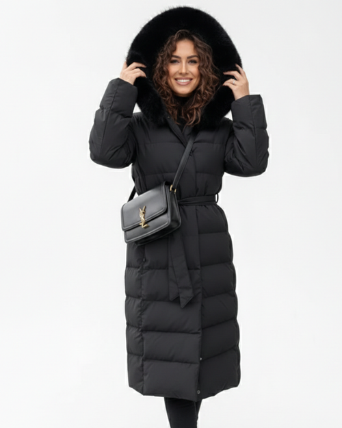 Aaron Long Coat for Women – Insulating Water-Repellent Winter Jacket with Hood & Refined Cut