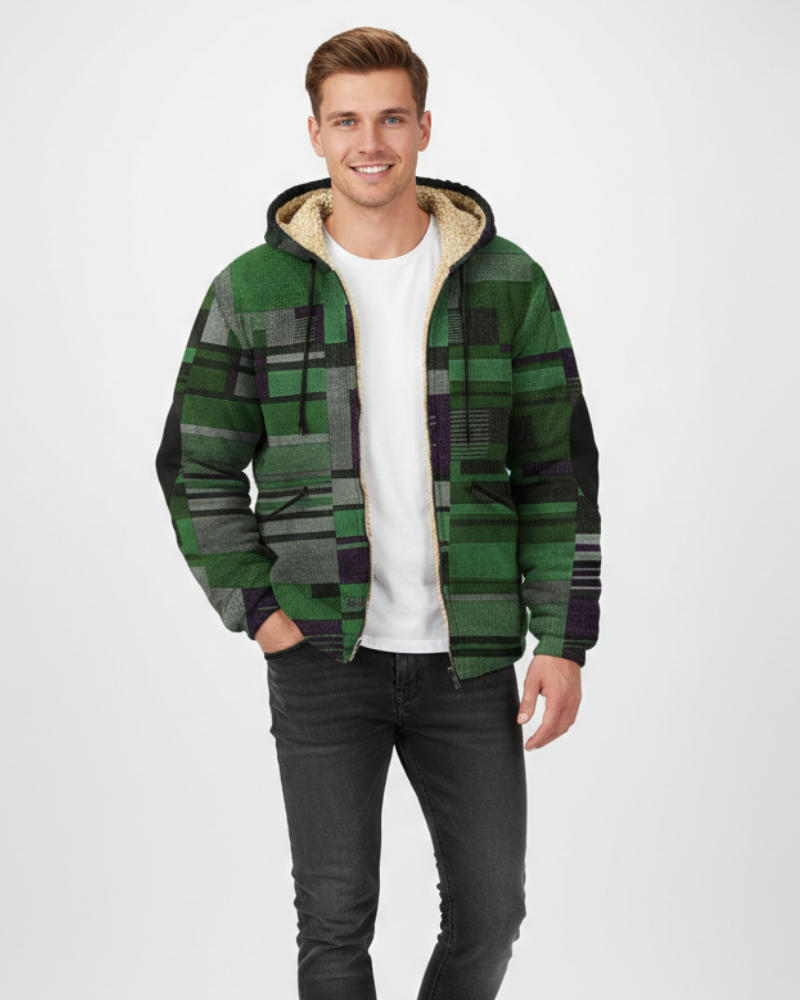 Lorenzo Men's Patchwork Fleece Vest – Hooded Urban Layer with Comfortable Fit