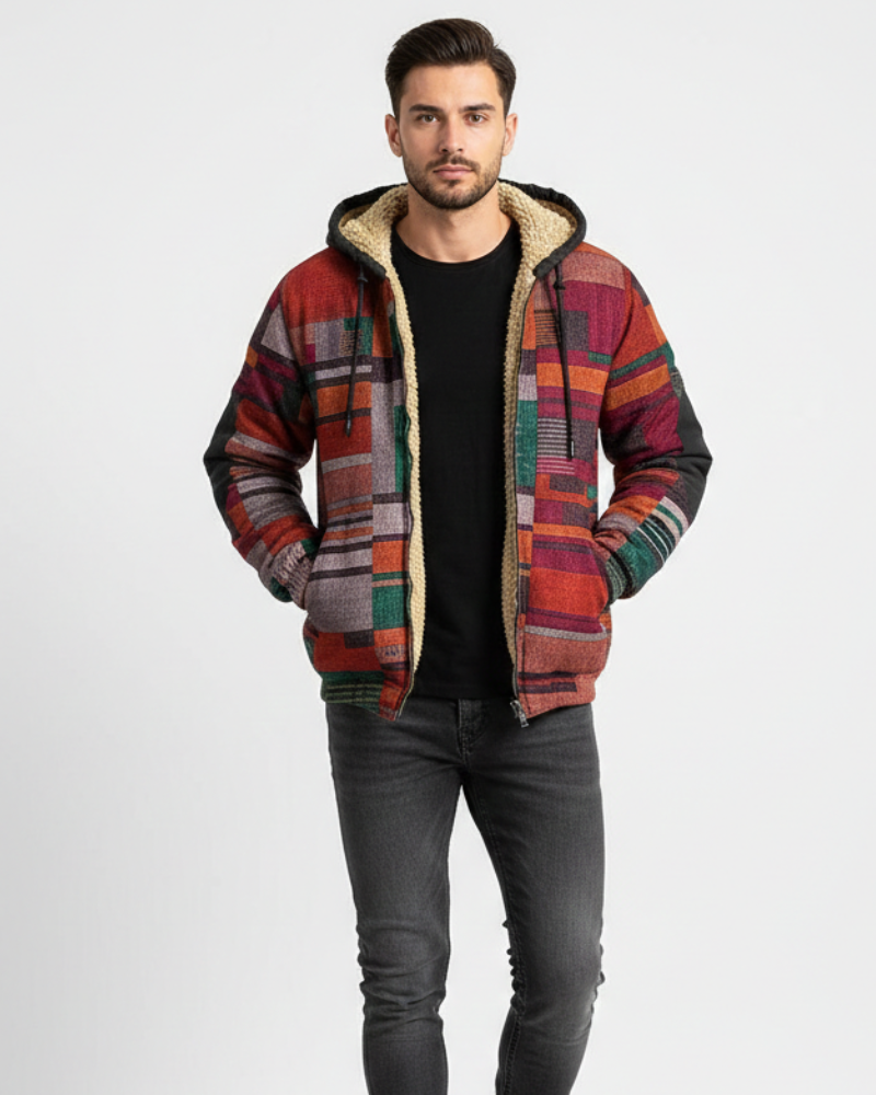 Lorenzo Men's Patchwork Fleece Vest – Hooded Urban Layer with Comfortable Fit