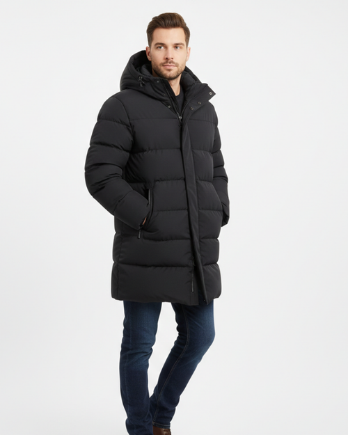 Arlo Men’s Long Puffer Coat – Insulated Winter Jacket with Hood & Thermal Warmth