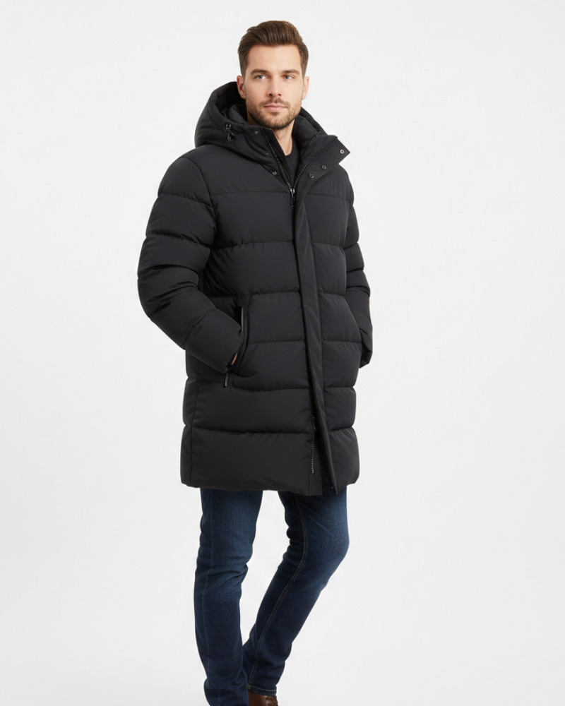 Ross Men's Long Puffer Coat – Cozy Winter Jacket with Hood & Protective Fit