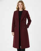 Margot Women's Double-Breasted Wool Coat – Long Tailored Winter Coat with Elegant Notched Lapels