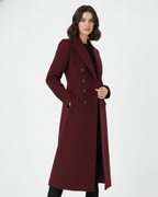 Margot Women's Double-Breasted Wool Coat – Long Tailored Winter Coat with Elegant Notched Lapels