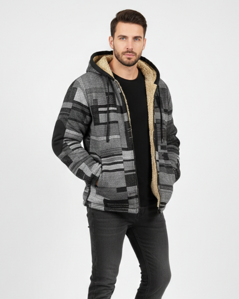 Jameson Men’s Patchwork Hoodie Vest – Soft Fleece Casual Gilet with Hood