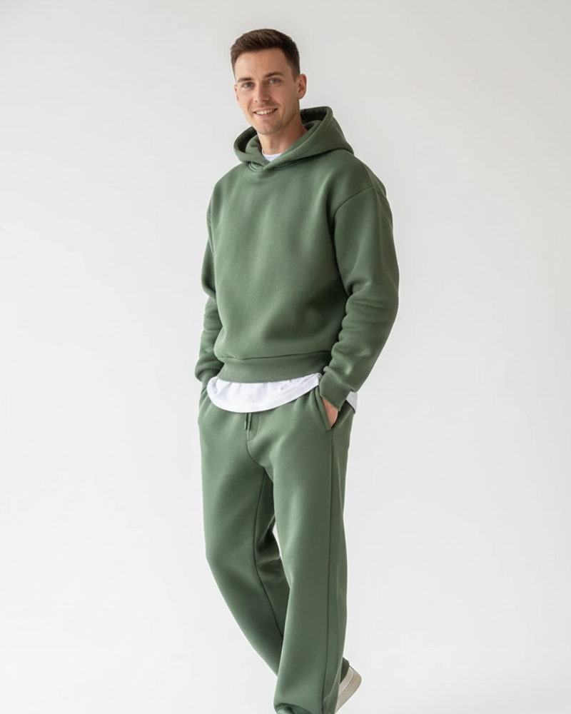 Declan Men's Tracksuit Set – Solid Hoodie & Relaxed Jogger Pants