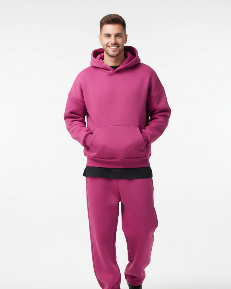 Declan Men's Tracksuit Set – Solid Hoodie & Relaxed Jogger Pants