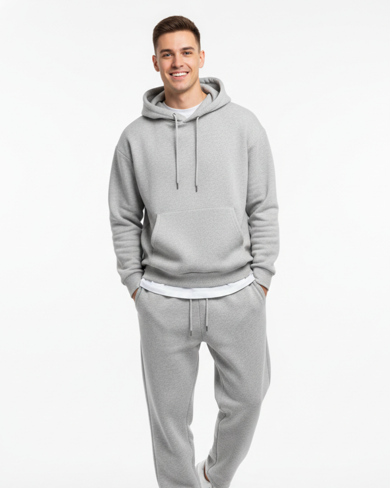 Declan Men's Tracksuit Set – Solid Hoodie & Relaxed Jogger Pants