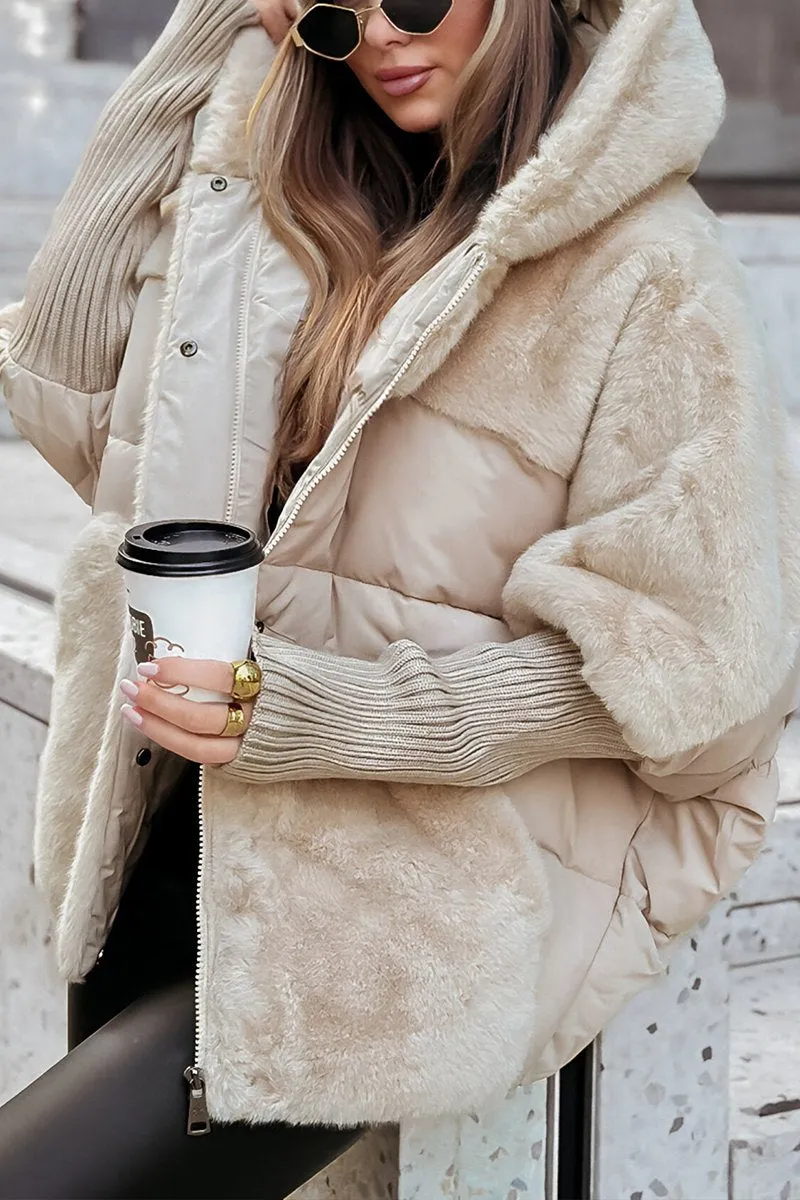 Aurora Women's Colorblock Winter Jacket – Insulated Hooded Coat for Warmth & Everyday Comfort
