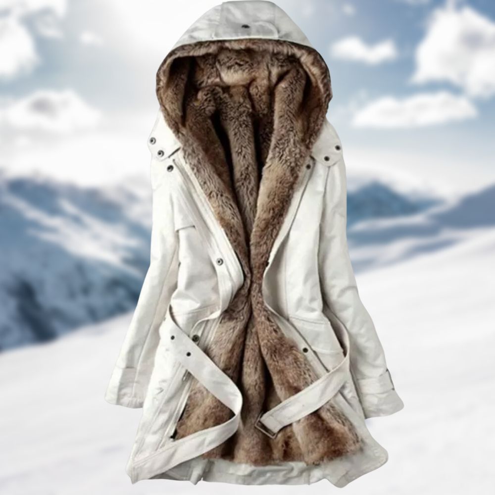 Sadie Women’s Winter Parka – Long Faux Fur Hooded Coat with Adjustable Waist