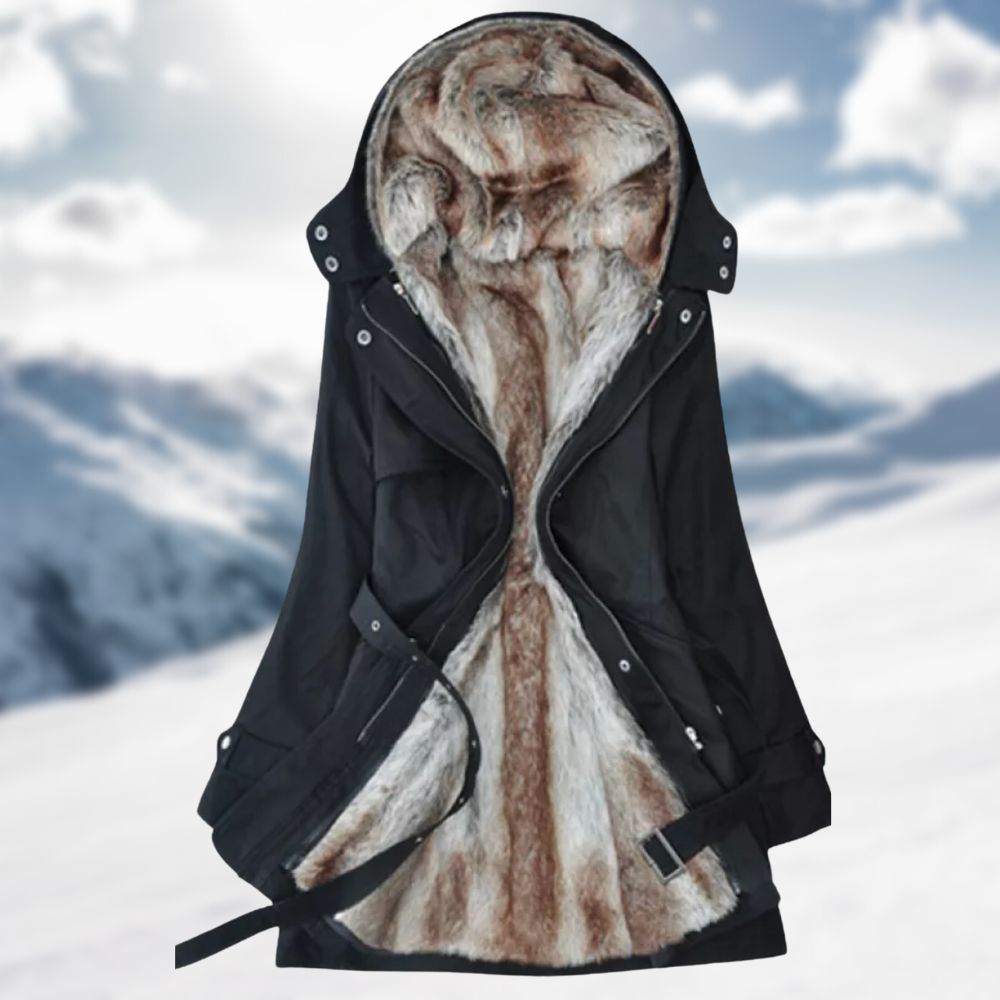 Brinley Women's Long Winter Parka with Faux Fur Lining, Hood & Adjustable Waist