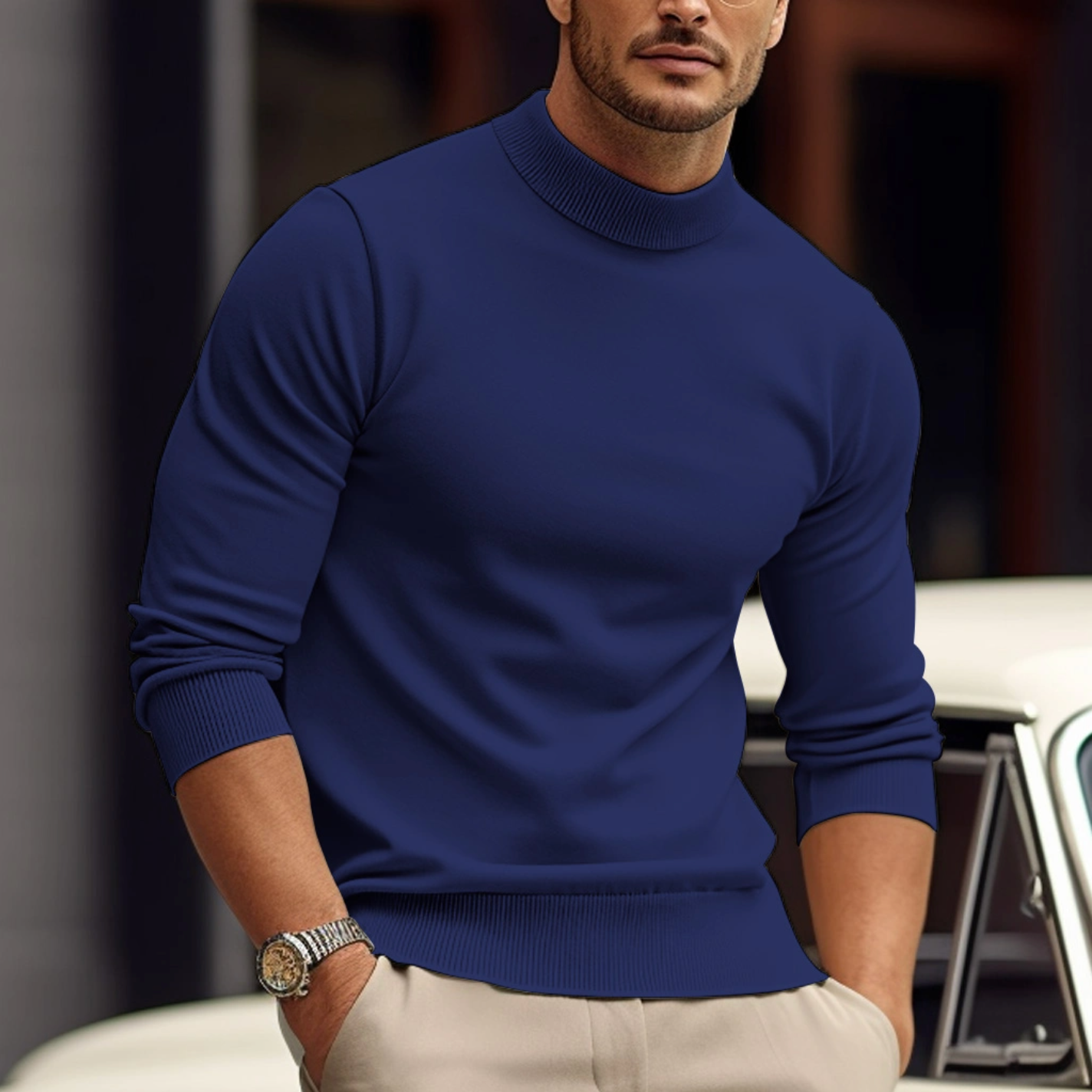 Luca Men's Premium Knit Turtleneck Sweater – Soft Modern Pullover for Everyday Elegance