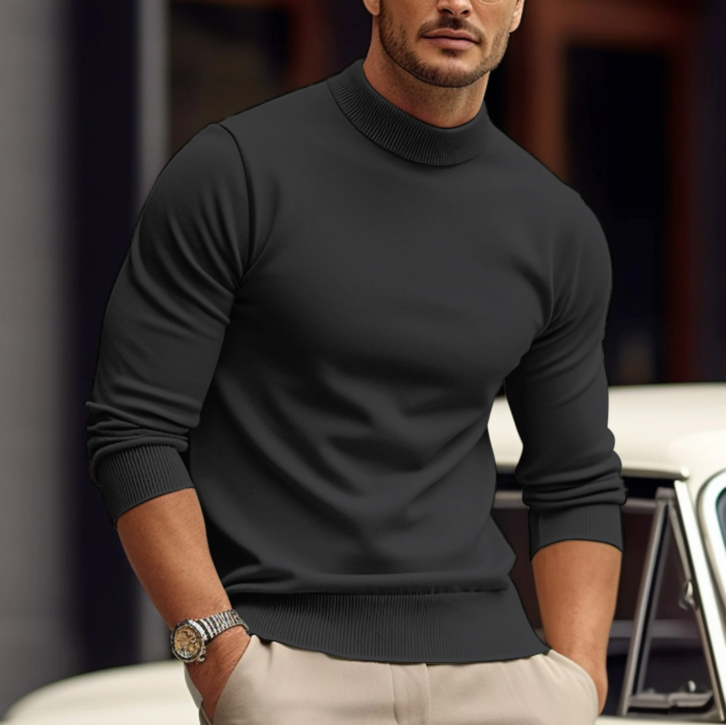 Luca Men's Premium Knit Turtleneck Sweater – Soft Modern Pullover for Everyday Elegance